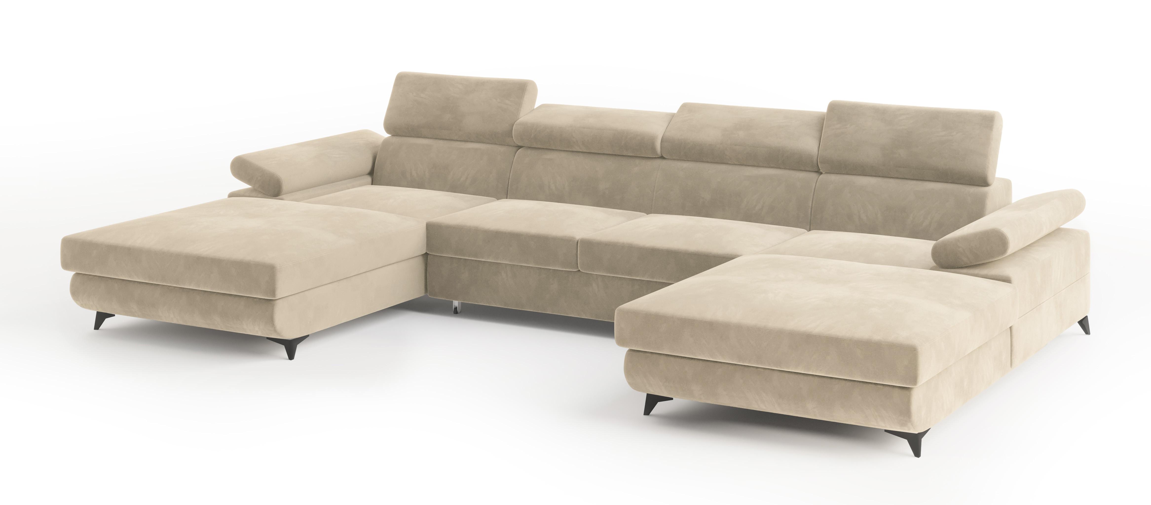 wohnli-moebel-suche-800001214531 Wohnli Möbelsuche - WOHNLANDSCHAFT DETTI Creme Velours-Stoff mit Schlaffunktion