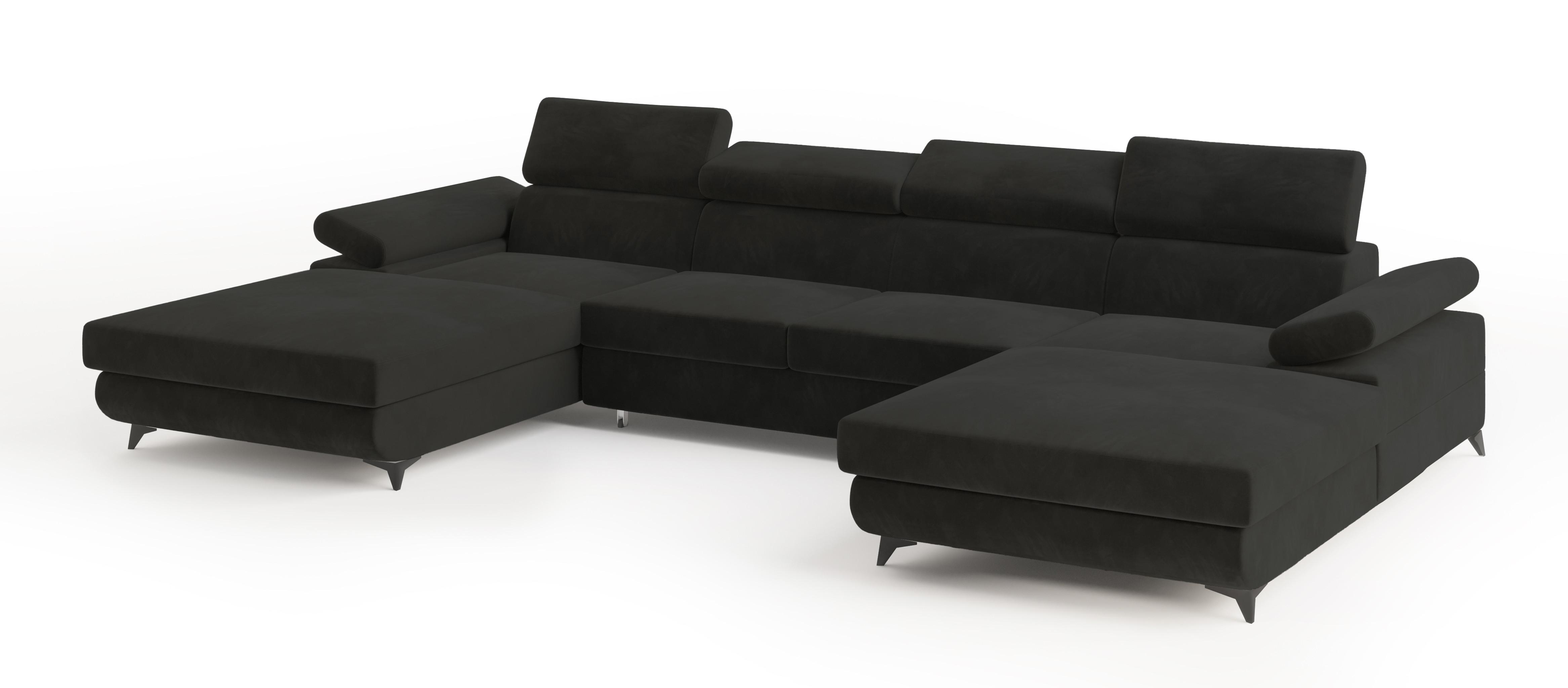 wohnli-moebel-suche-800001214549 Wohnli Möbelsuche - WOHNLANDSCHAFT DETTI Schwarz Velours-Stoff mit Schlaffunktion