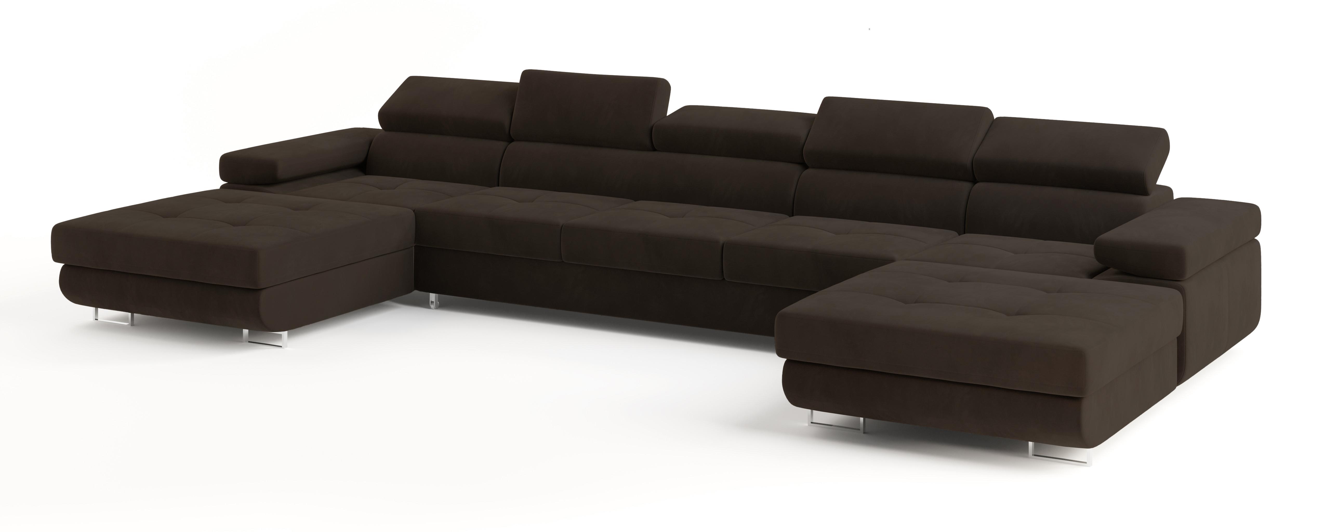 wohnli-moebel-suche-800001214558 Wohnli Möbelsuche - WOHNLANDSCHAFT OMBRA Braun Velours-Stoff mit Schlaffunktion