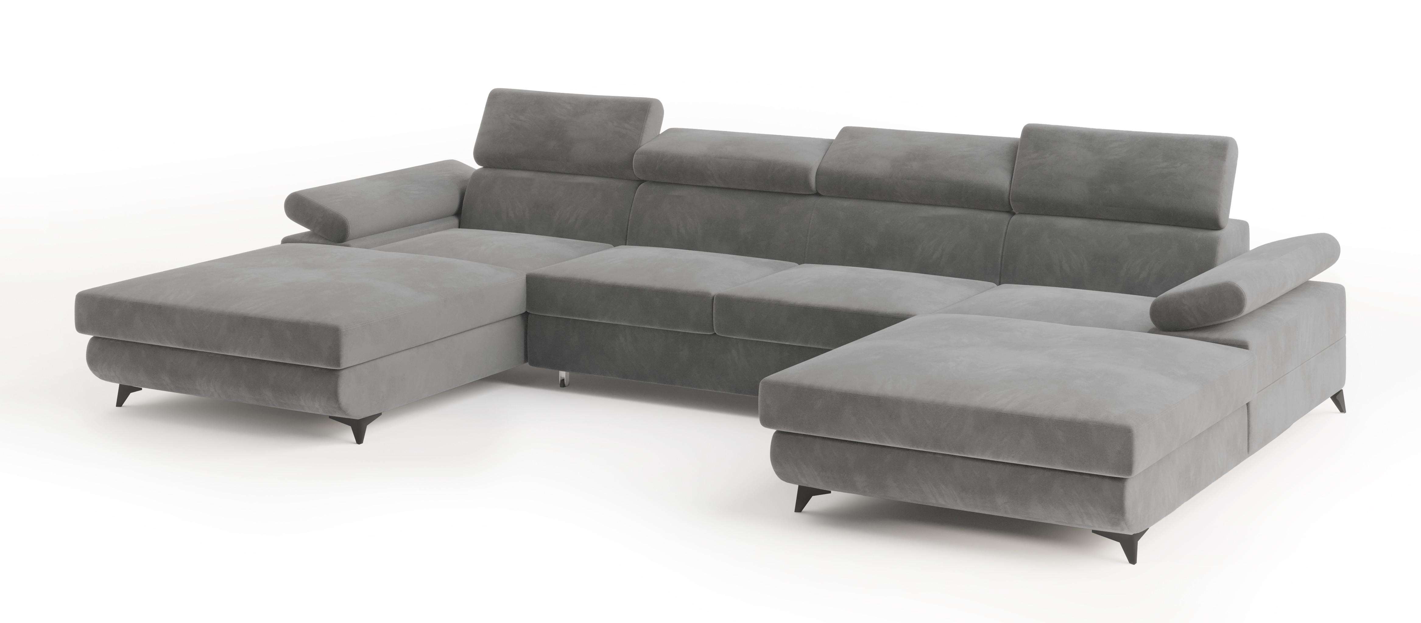 wohnli-moebel-suche-800001214569 Wohnli Möbelsuche - WOHNLANDSCHAFT DETTI Grau Velours-Stoff mit Schlaffunktion