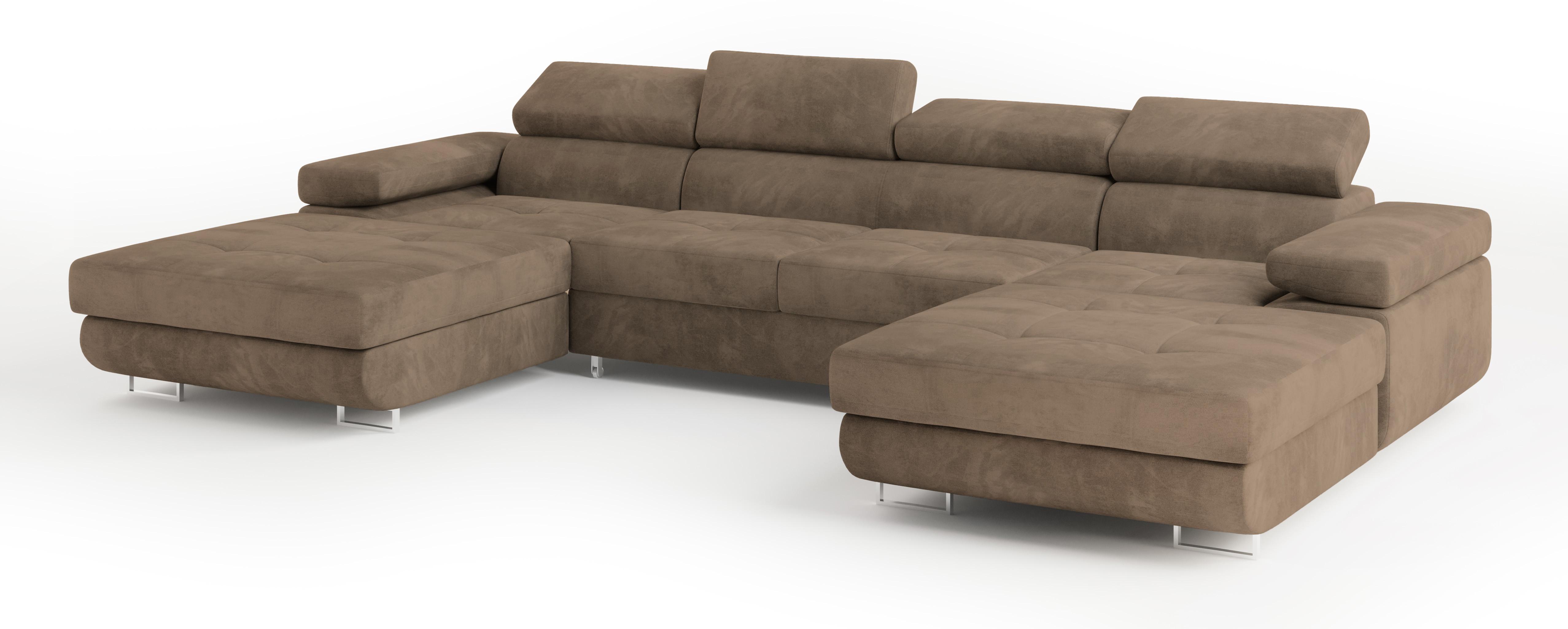 wohnli-moebel-suche-800001214570 Wohnli Möbelsuche - WOHNLANDSCHAFT LYKKE Beige Velours-Stoff mit Schlaffunktion