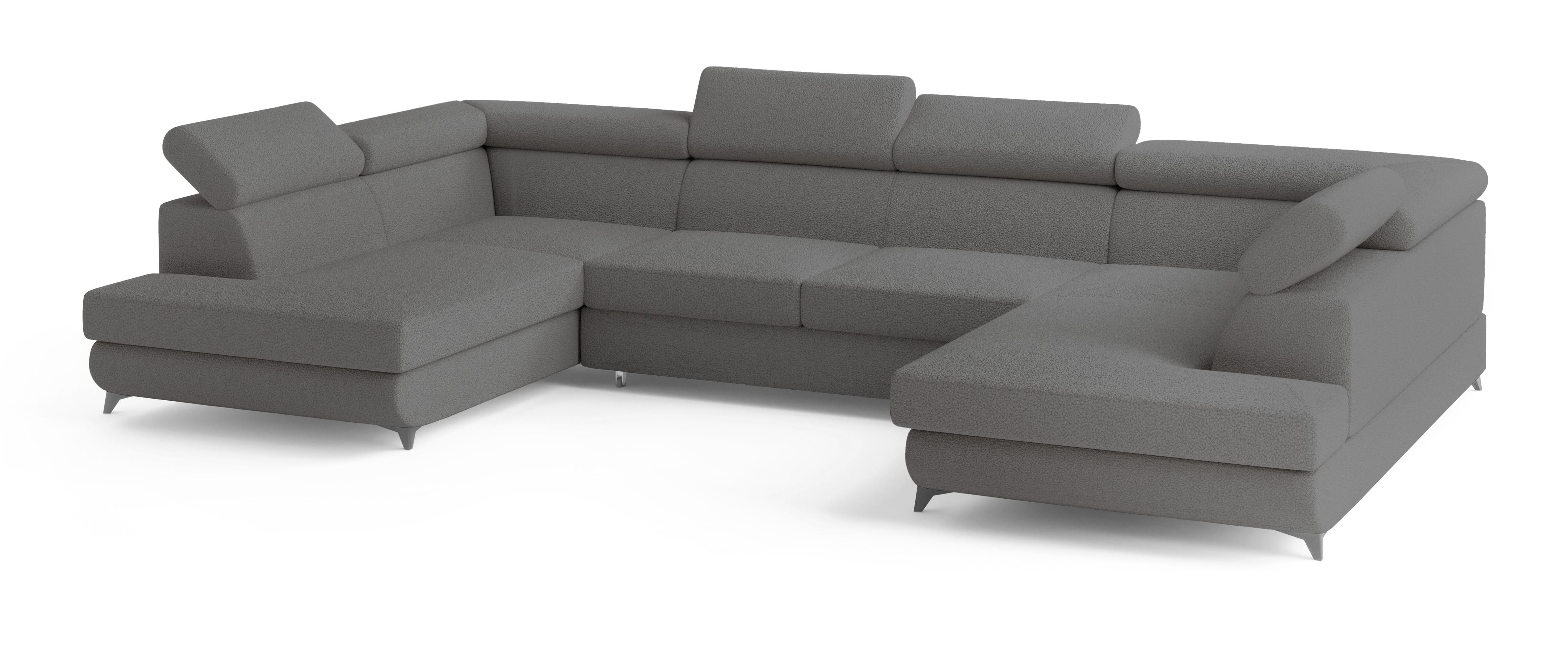 wohnli-moebel-suche-800001214574 Wohnli Möbelsuche - WOHNLANDSCHAFT VINTESSA Grau Boucle-Stoff mit Schlaffunktion