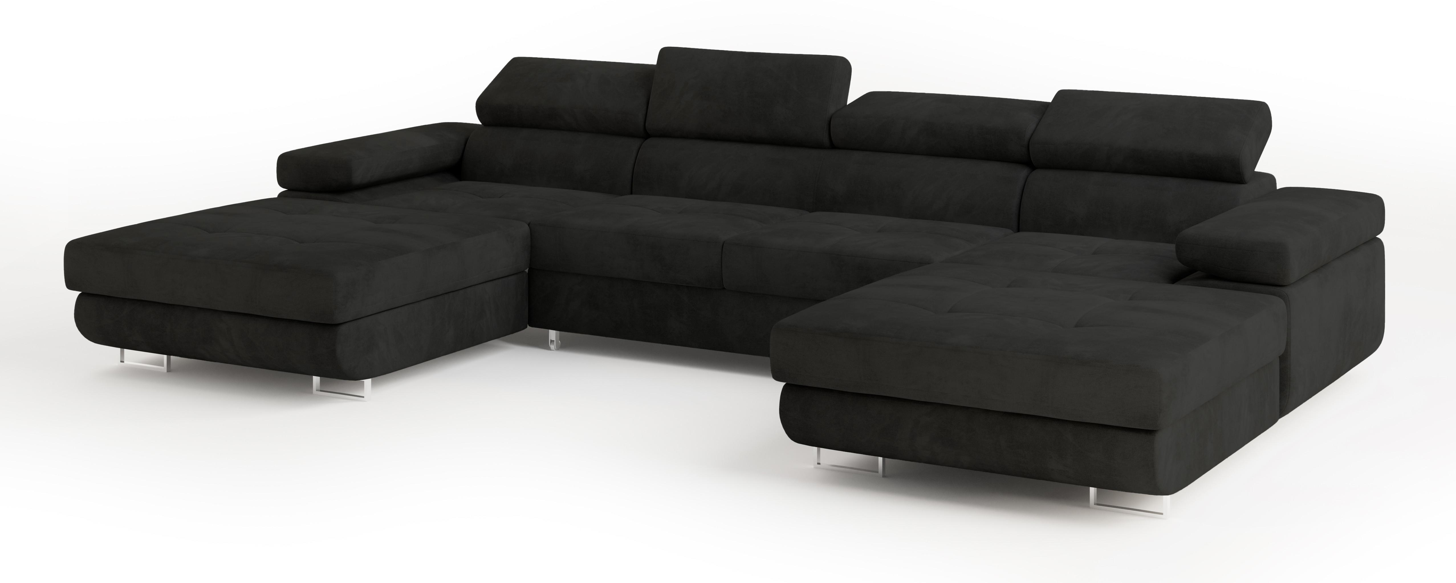 wohnli-moebel-suche-800001214583 Wohnli Möbelsuche - WOHNLANDSCHAFT LYKKE Schwarz Velours-Stoff mit Schlaffunktion
