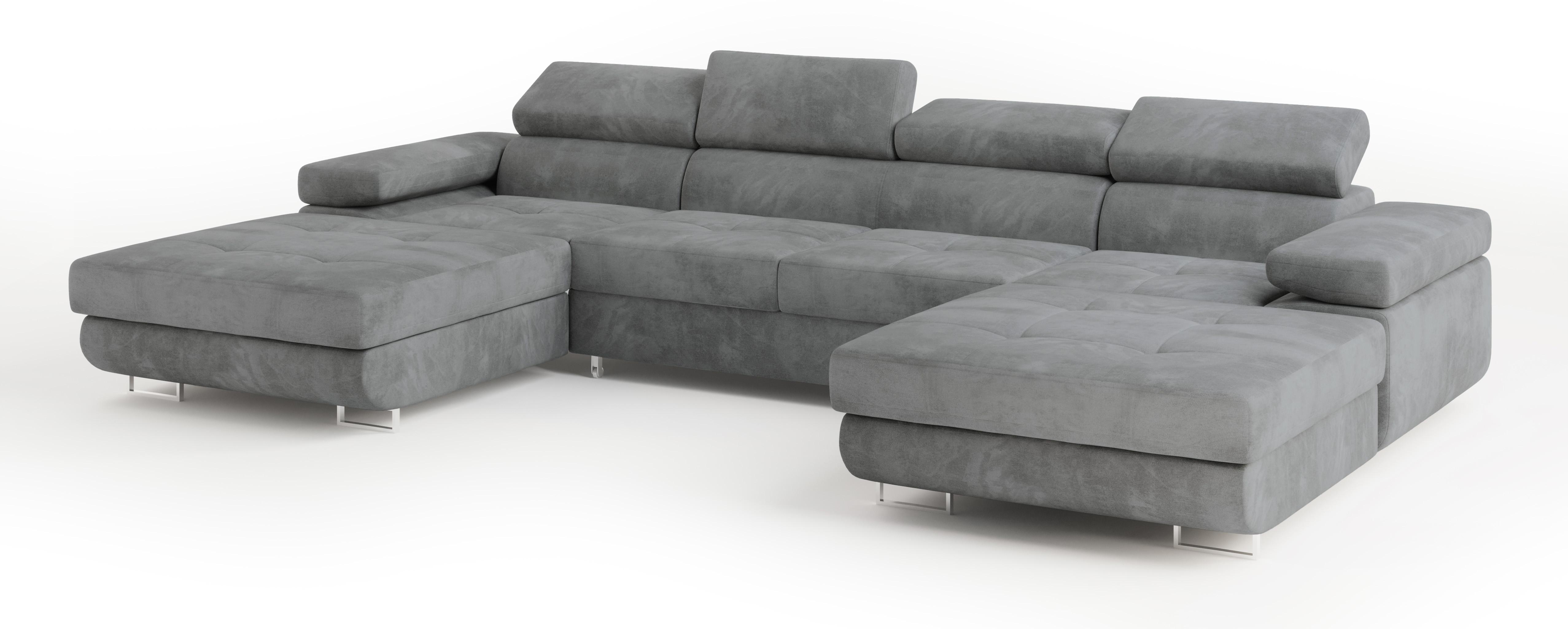 wohnli-moebel-suche-800001214588 Wohnli Möbelsuche - WOHNLANDSCHAFT LYKKE Grau Velours-Stoff mit Schlaffunktion