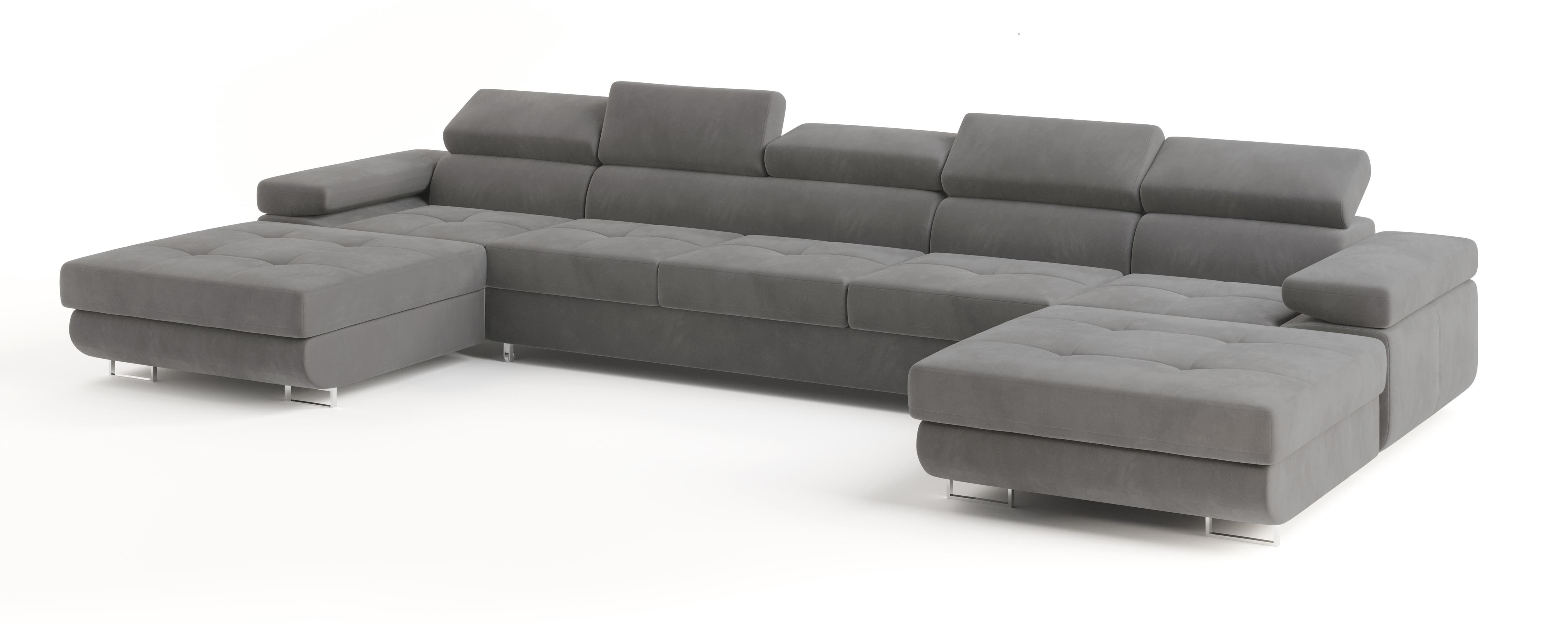 wohnli-moebel-suche-800001214593 Wohnli Möbelsuche - WOHNLANDSCHAFT OMBRA Grau Velours-Stoff mit Schlaffunktion