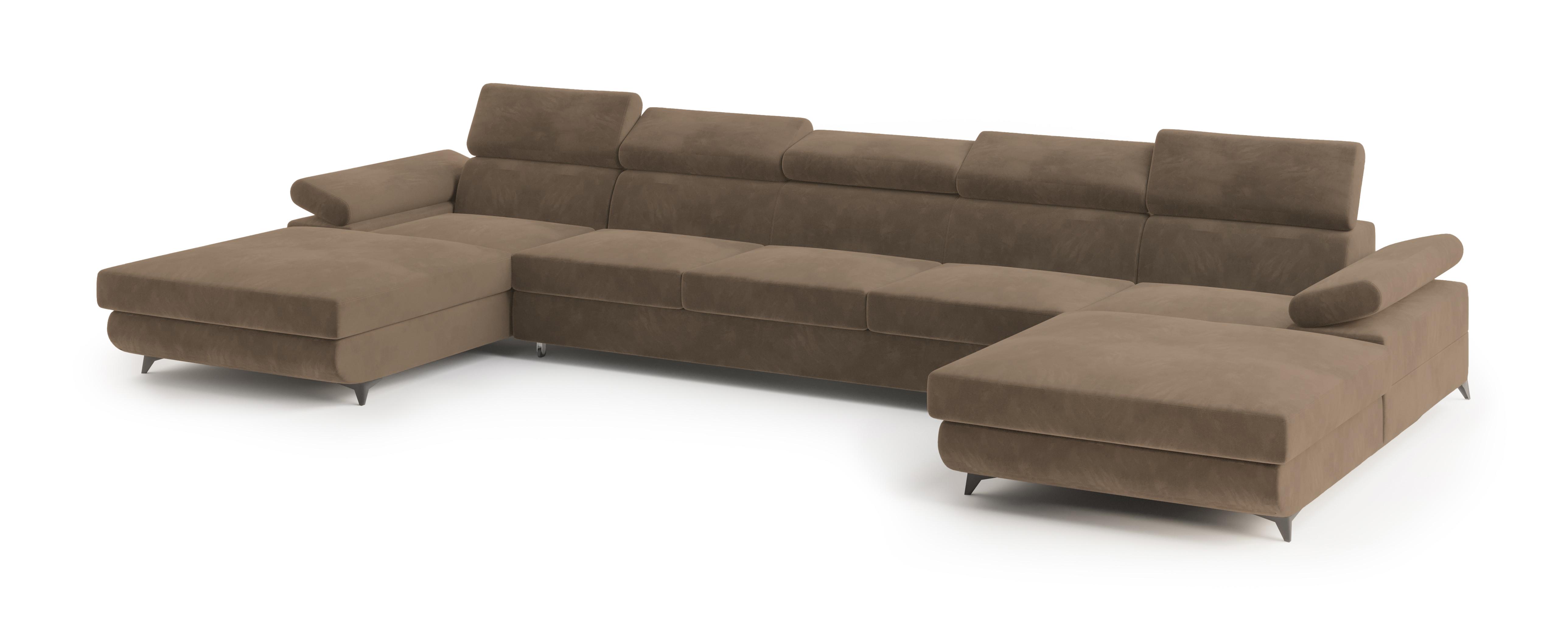 wohnli-moebel-suche-800001214605 Wohnli Möbelsuche - WOHNLANDSCHAFT VIVENTE Beige Velours-Stoff mit Schlaffunktion