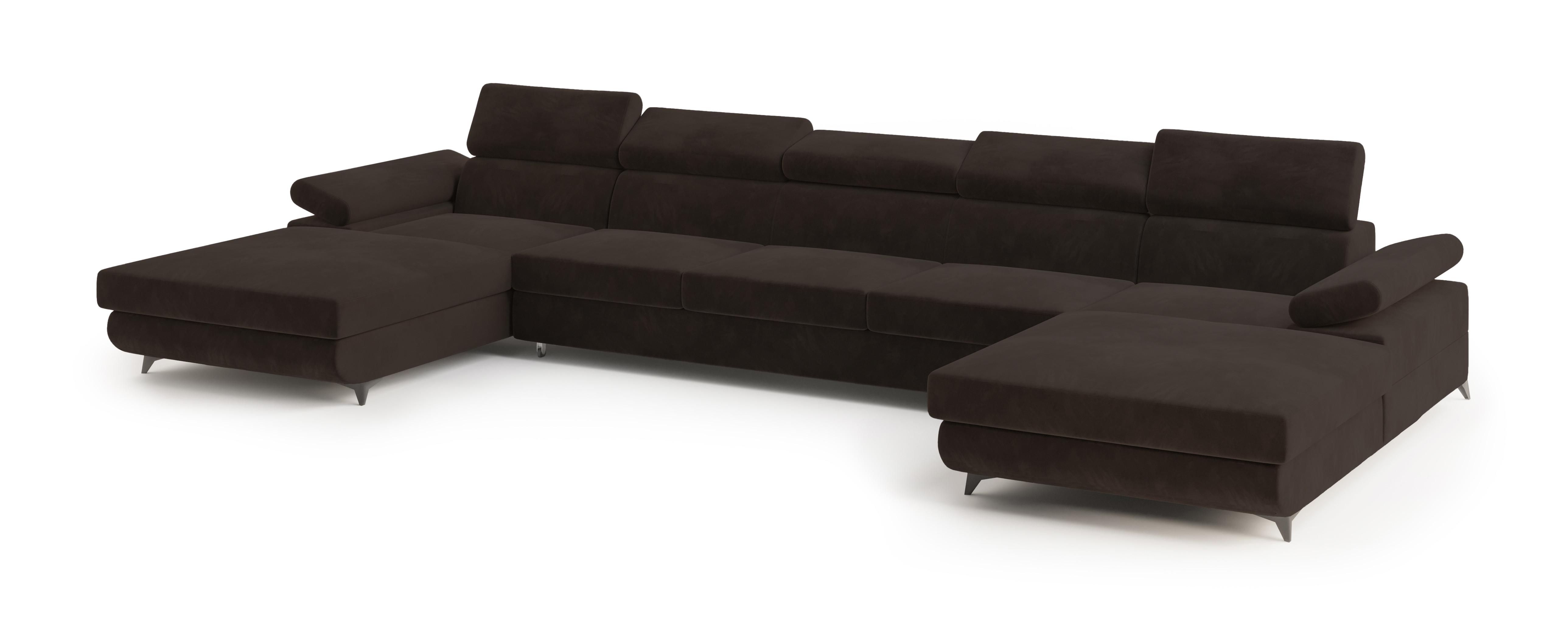 wohnli-moebel-suche-800001214611 Wohnli Möbelsuche - WOHNLANDSCHAFT VIVENTE Braun Velours-Stoff mit Schlaffunktion