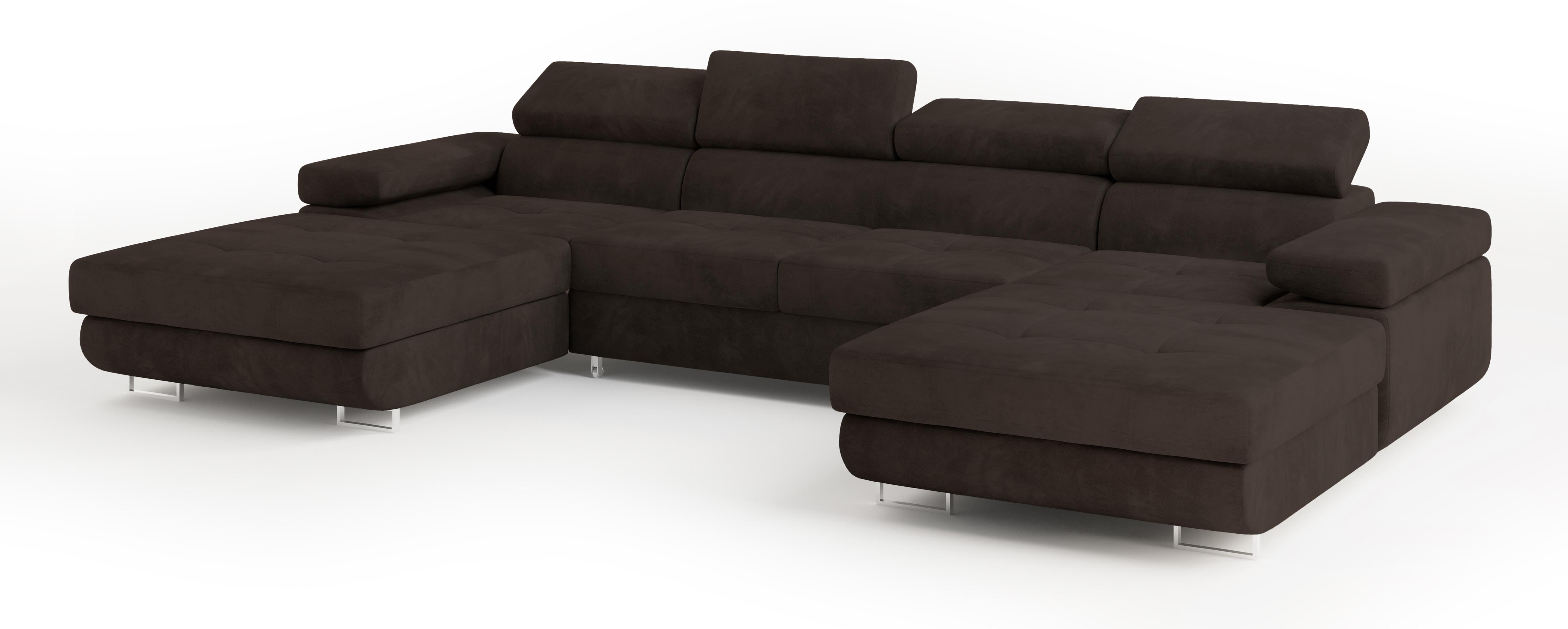 wohnli-moebel-suche-800001214615 Wohnli Möbelsuche - WOHNLANDSCHAFT LYKKE Braun Velours-Stoff mit Schlaffunktion