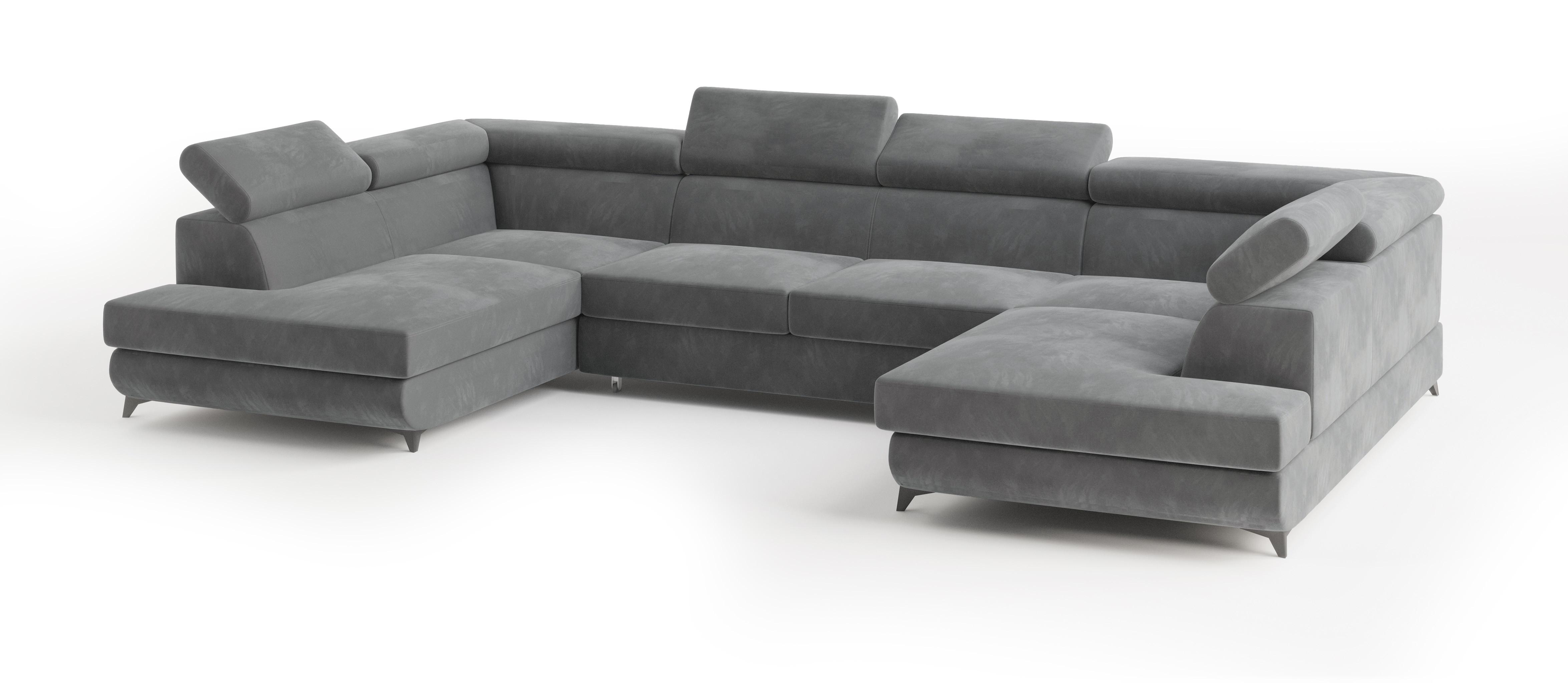 wohnli-moebel-suche-800001214626 Wohnli Möbelsuche - WOHNLANDSCHAFT VINTESSA Grau Velours-Stoff mit Schlaffunktion