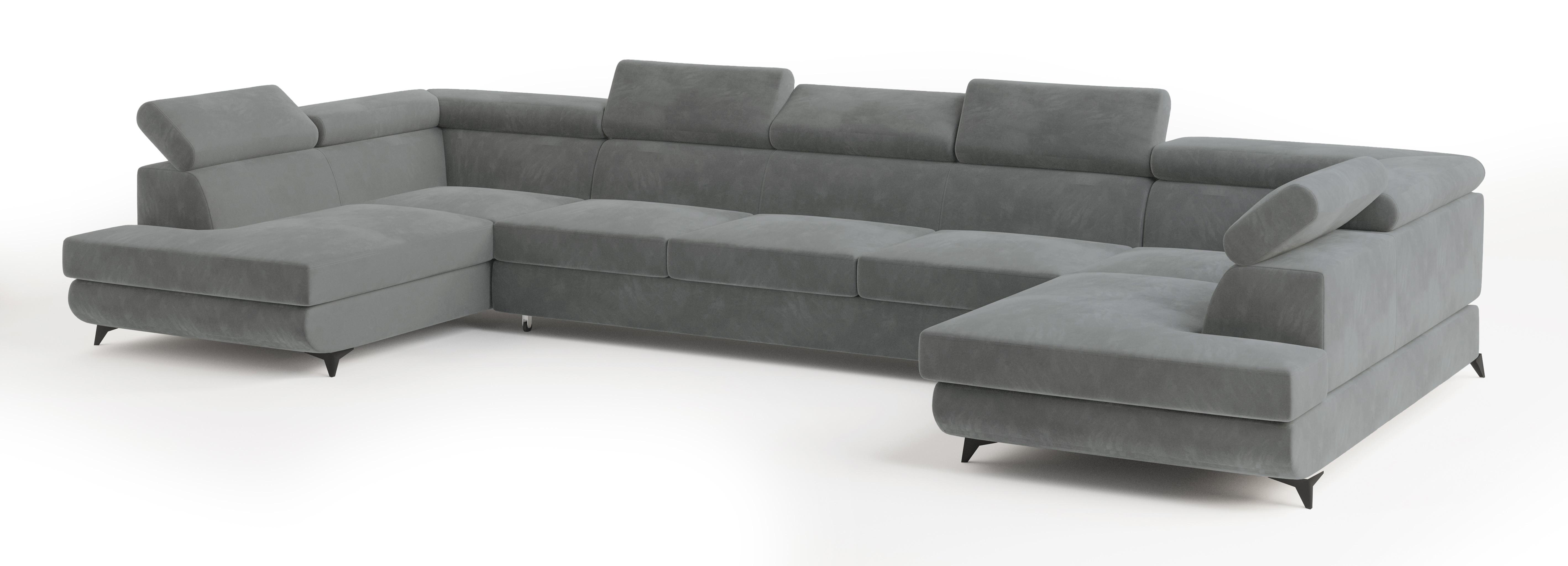 wohnli-moebel-suche-800001214633 Wohnli Möbelsuche - WOHNLANDSCHAFT URMANO Grau Velours-Stoff mit Schlaffunktion