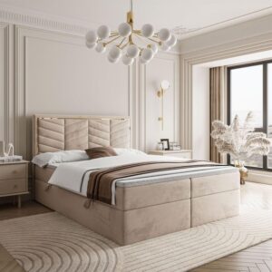 wohnli-moebel-suche-800001221143-1 KONTINENTALBETT AURORA 160x200 mit Bettkasten Royal Velvet 170 Textil Lookway Möbel > Betten > Boxspringbetten Beige