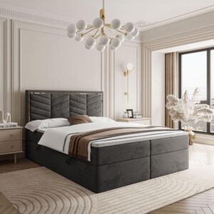 wohnli-moebel-suche-800001221148-1 KONTINENTALBETT AURORA 160x200 mit Bettkasten Royal Velvet 185 Textil Lookway Möbel > Betten > Boxspringbetten Grau