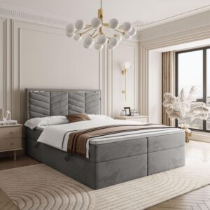 wohnli-moebel-suche-800001221152-1 KONTINENTALBETT AURORA 160x200 mit Bettkasten Royal Velvet 250 Textil Lookway Möbel > Betten > Boxspringbetten Grau