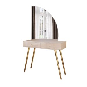 SCHMINKTISCH SIENNA-QS KASCHMIR mit LED-Spiegel Kristallgriff Holzwerkstoff Lookway Möbel > Tische > Schminktische Beige