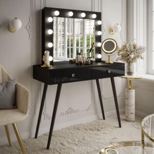 SCHMINKTISCH SIENNA LOFT mit Schubladen Holzwerkstoff  Möbel > Tische > Schminktische Schwarz