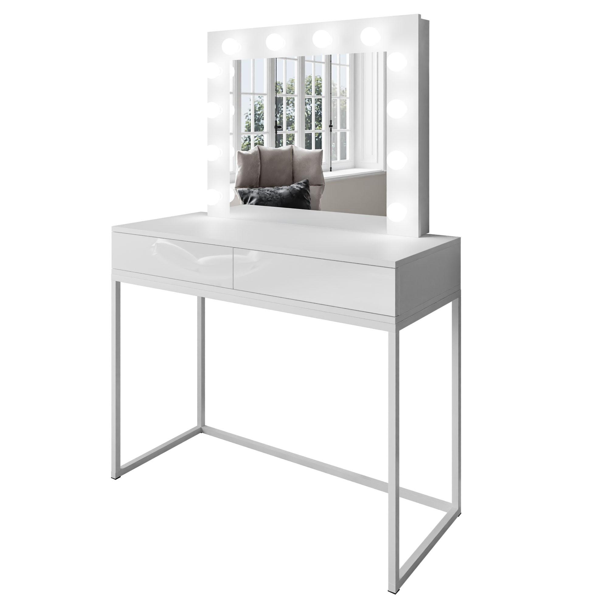 wohnli-moebel-suche-800001221294 Wohnli Möbelsuche - SCHMINKTISCH BLANCO LOFT mit Spiegel und Beleuchtung Weiß PUSH OPEN