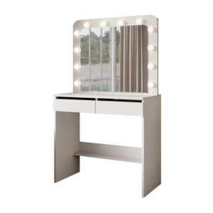 wohnli-moebel-suche-800001221389-1 SCHMINKTISCH LUMINE mit Spiegel und LED-Beleuchtung Holzwerkstoff Lookway Möbel > Tische > Schminktische Weiß