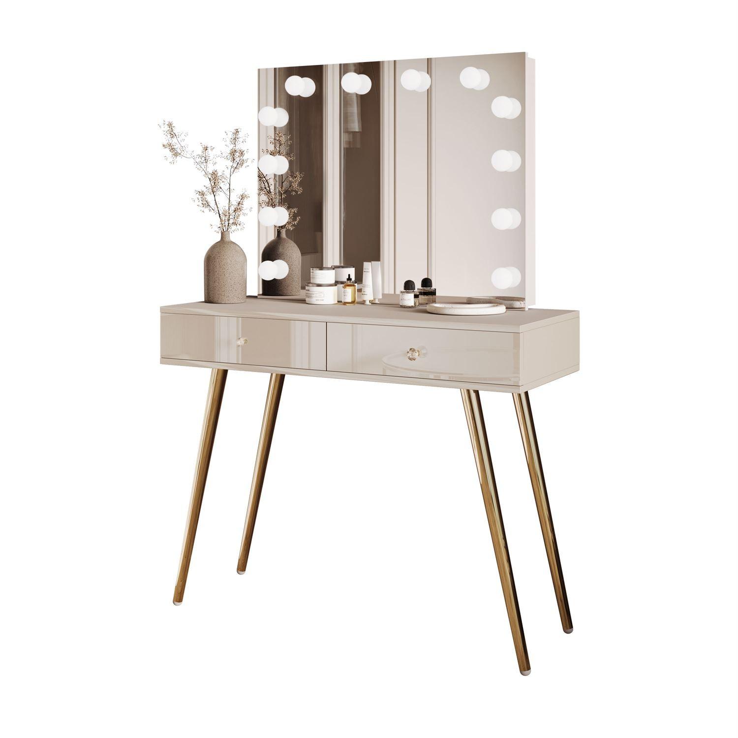 wohnli-moebel-suche-800001221401 Wohnli Möbelsuche - SCHMINKTISCH SIENNA GOLD ELITE auf schrägen Beinen Kristallgriff