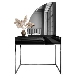wohnli-moebel-suche-800001221408 Wohnli Möbelsuche - SCHMINKTISCH schwarz QUINNIE GLAMOUR mit LED-Spiegel links PUSH OPEN