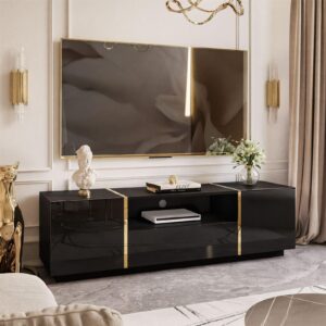 wohnli-moebel-suche-800001221470-1 TV-ELEMENT ONYX HOCHGLANZ 158 CM PUSH OPEN Holzwerkstoff Lookway Möbel > TV-Möbel Schwarz