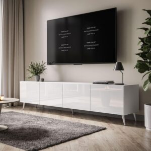 wohnli-moebel-suche-800001221476-1 TV-ELEMENT AURA 200 Weiß Hochglanz – Beinfarbe: Chrom Holzwerkstoff Lookway Möbel > TV-Möbel Weiß