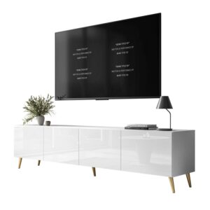 Wohnli Möbelsuche - TV-ELEMENT AURA 200 Weiß Hochglanz – Beinfarbe: Gold