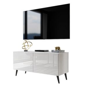 wohnli-moebel-suche-800001221500 Wohnli Möbelsuche - TV-ELEMENT AURA 100 Weiß Hochglanz – Beinfarbe: Schwarz