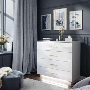 wohnli-moebel-suche-800001222134-1 KOMMODE LINA mit Schubladen und goldenen Griffen Holzwerkstoff Lookway Möbel > Kommoden & Schubladenschränke > Kommoden Weiß