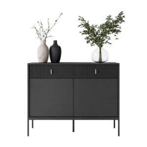 Wohnli Möbelsuche - KOMMODE MIDNIGHT 2D2S mit zwei Schubladen auf Gestell schwarz