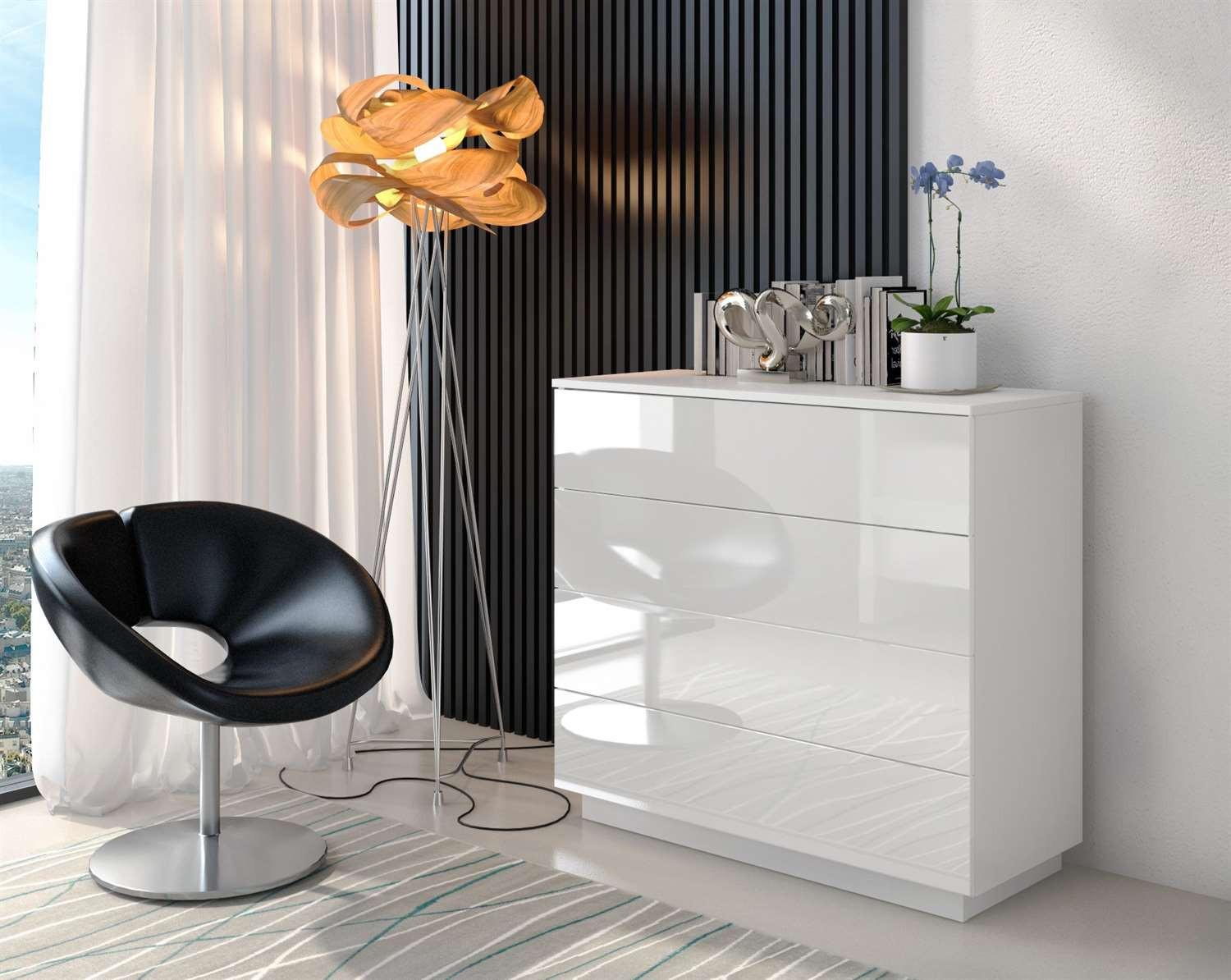 wohnli-moebel-suche-800001222152-1 KOMMODE LINA mit Schubladen PUSH OPEN LED Holzwerkstoff Lookway Möbel > Kommoden & Schubladenschränke > Kommoden Weiß