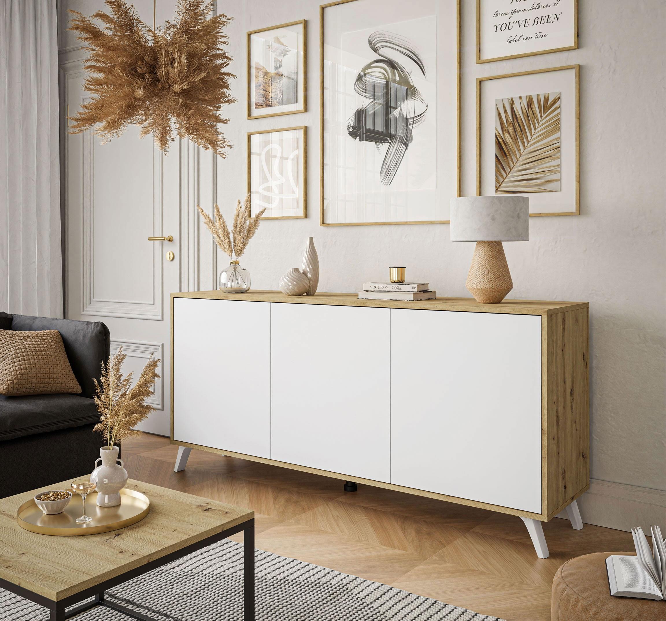 wohnli-moebel-suche-800001223916-1 KOMMODE SANAYI III Eiche Artisan/Matte Weiß Holzwerkstoff Lookway Möbel > Kommoden & Schubladenschränke > Kommoden Weiß