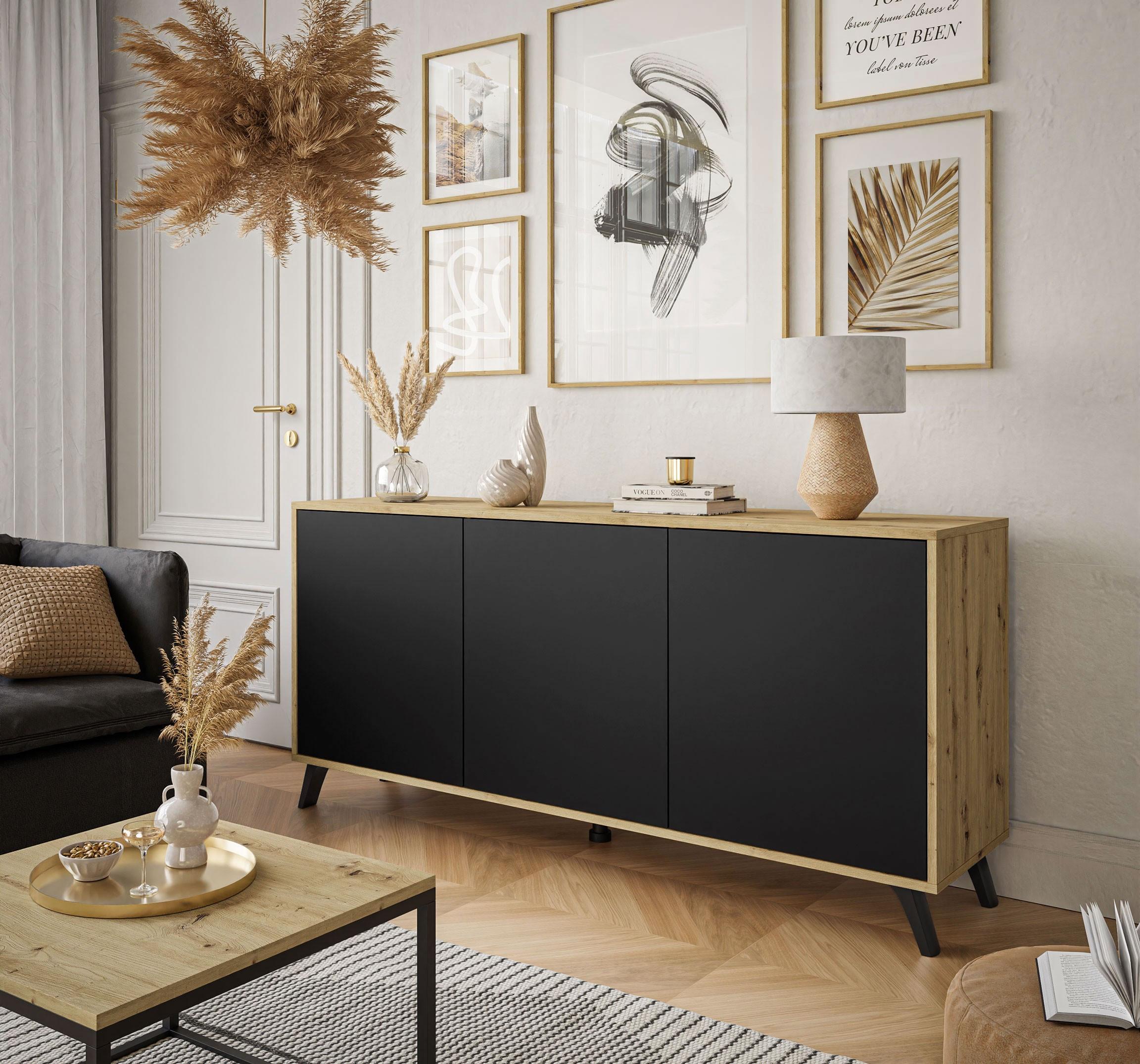 wohnli-moebel-suche-800001223917-1 KOMMODE SANAYI III Eiche Artisan/Mattschwarz Holzwerkstoff Lookway Möbel > Kommoden & Schubladenschränke > Kommoden Schwarz
