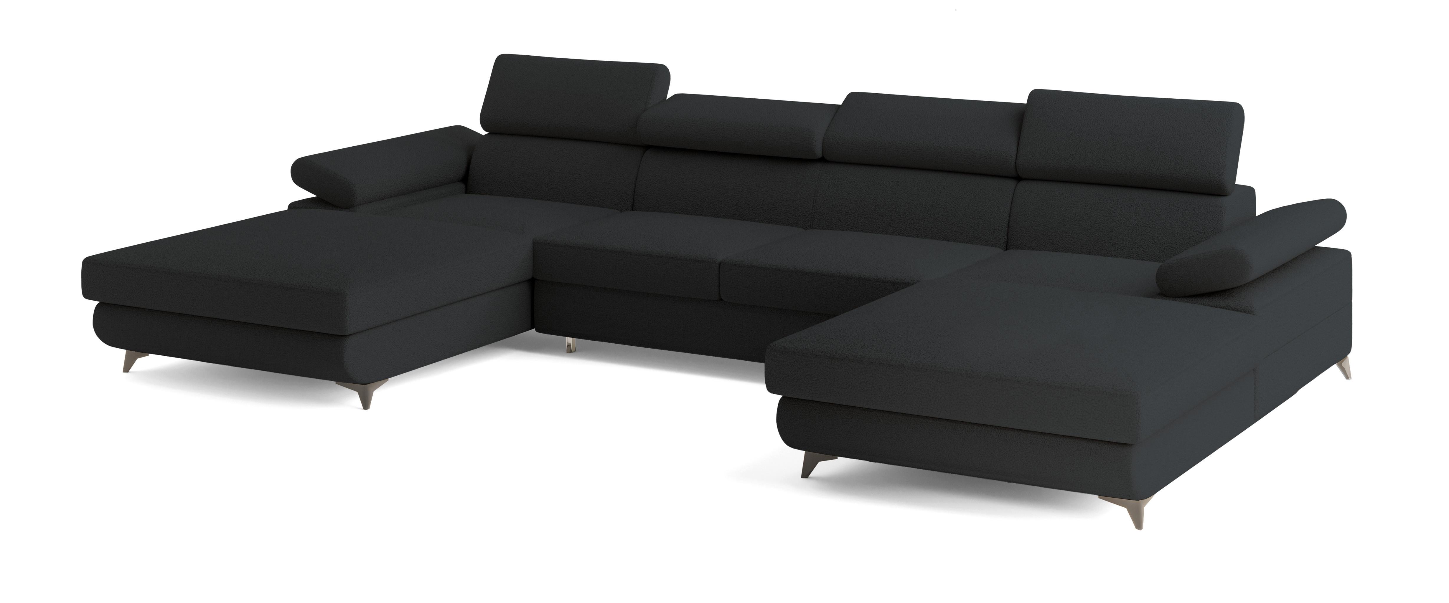 wohnli-moebel-suche-800001224103 Wohnli Möbelsuche - WOHNLANDSCHAFT DETTI Schwarz Boucle-Stoff mit Schlaffunktion