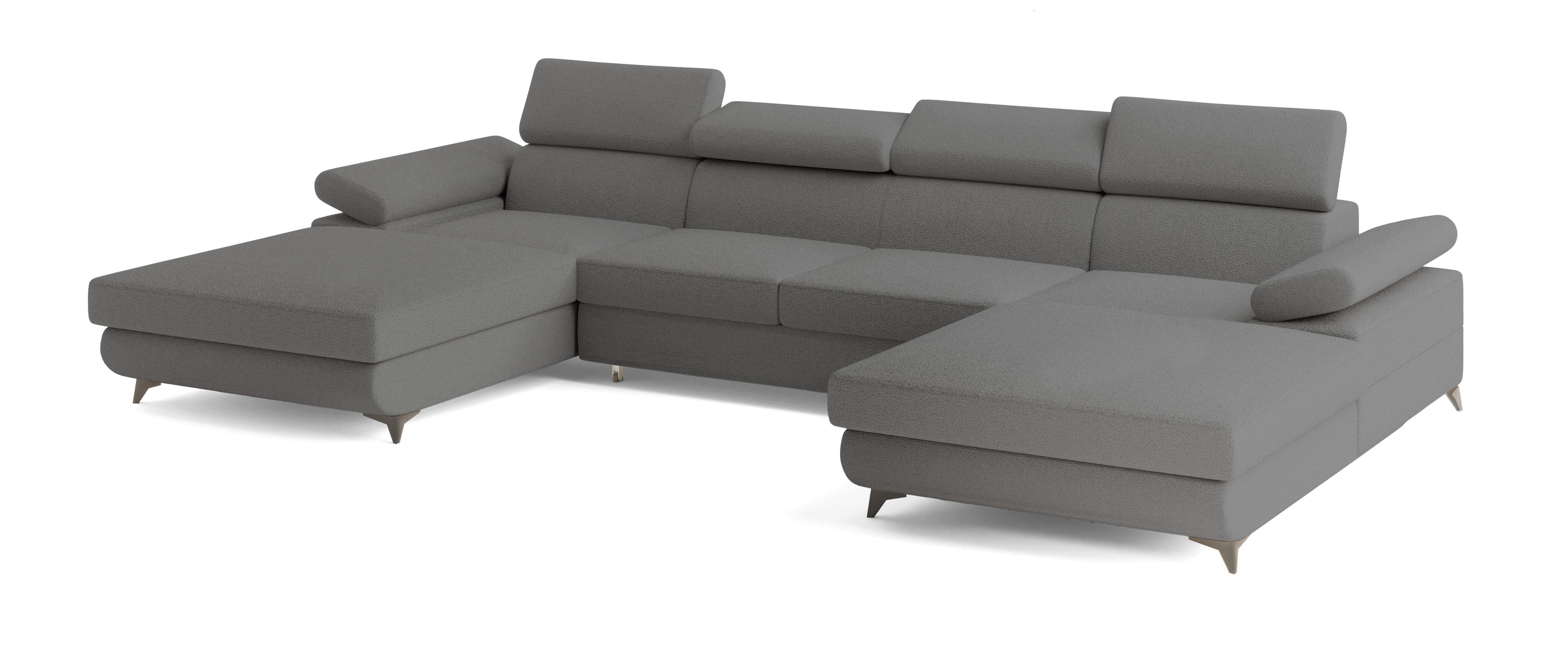 wohnli-moebel-suche-800001224114 Wohnli Möbelsuche - WOHNLANDSCHAFT DETTI Grau Boucle-Stoff mit Schlaffunktion