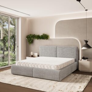 wohnli-moebel-suche-800001224116-1 POLSTERBETT FELURO 140x200 cm mit Bettkästen - Hellgrau Holz MASSENO Möbel > Betten > Polsterbetten Grau