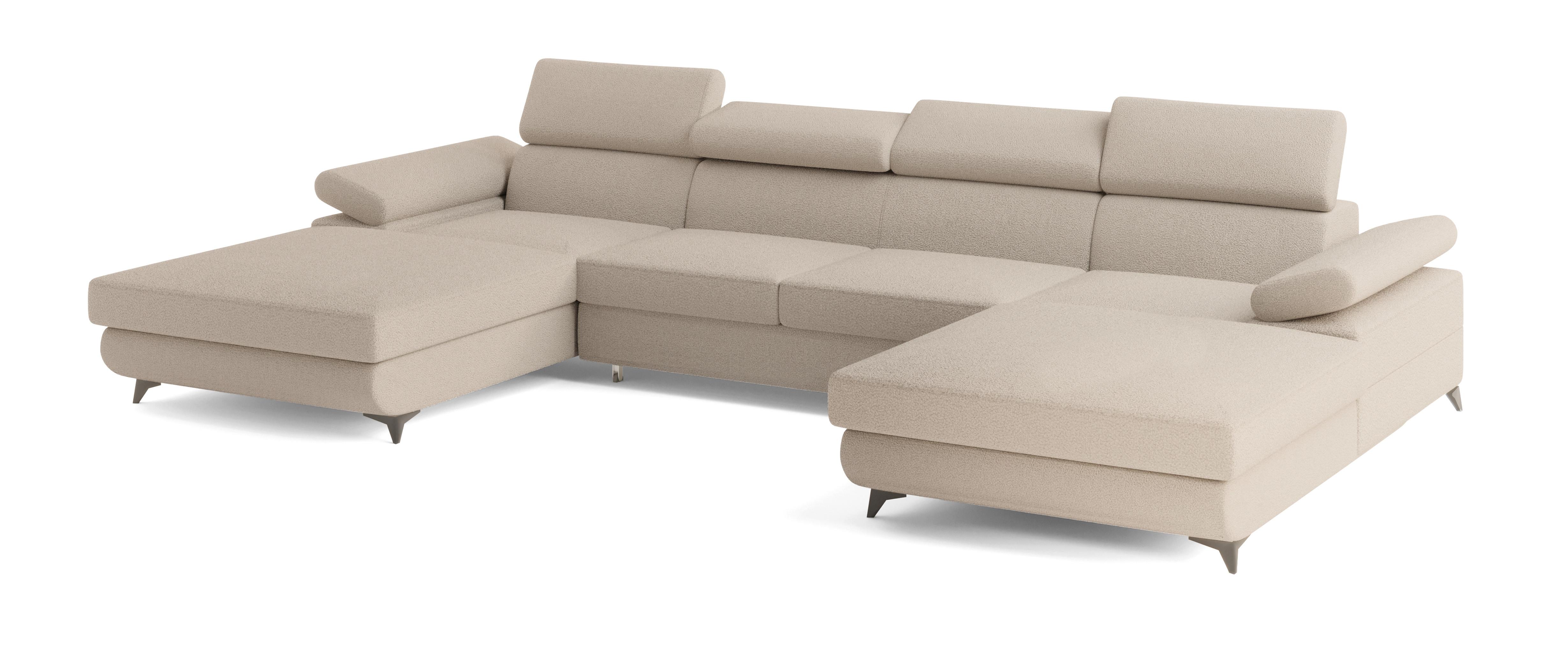 wohnli-moebel-suche-800001224117 Wohnli Möbelsuche - WOHNLANDSCHAFT DETTI Beige Boucle-Stoff mit Schlaffunktion
