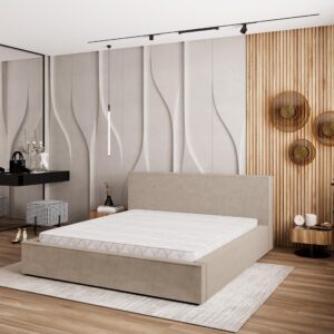 POLSTERBETT CELORA 180x200 cm mit Bettkästen - Beige Holz MASSENO Möbel > Betten > Polsterbetten Beige