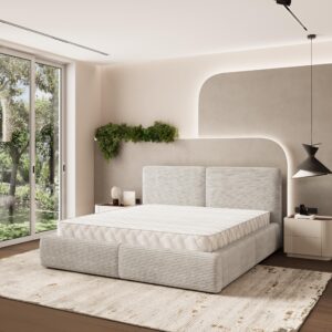 wohnli-moebel-suche-800001224155-1 POLSTERBETT FELURO 180x200 cm mit Bettkästen - Creme Holz MASSENO Möbel > Betten > Polsterbetten Weiß