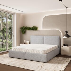 wohnli-moebel-suche-800001224158-1 POLSTERBETT FELURO 140x200 cm mit Bettkästen - Hellgrau Holz MASSENO Möbel > Betten > Polsterbetten Grau