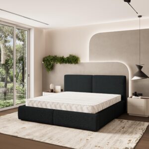 wohnli-moebel-suche-800001224182-1 POLSTERBETT FELURO 160x200 cm mit Bettkästen - Schwarz Holz MASSENO Möbel > Betten > Polsterbetten Schwarz