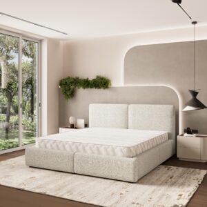 wohnli-moebel-suche-800001224212-1 POLSTERBETT FELURO 140x200 cm mit Bettkästen - Creme Holz MASSENO Möbel > Betten > Polsterbetten Weiß
