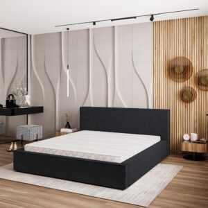 POLSTERBETT CELORA 180x200 cm mit Bettkästen - Schwarz Holz MASSENO Möbel > Betten > Polsterbetten Schwarz