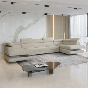 wohnli-moebel-suche-800001224259-1 WOHNLANDSCHAFT URMANO Creme Boucle-Stoff mit Schlaffunktion Holz MASSENO Möbel > Sofas & Couches > Wohnlandschaften > Wohnlandschaften U-Form Weiß