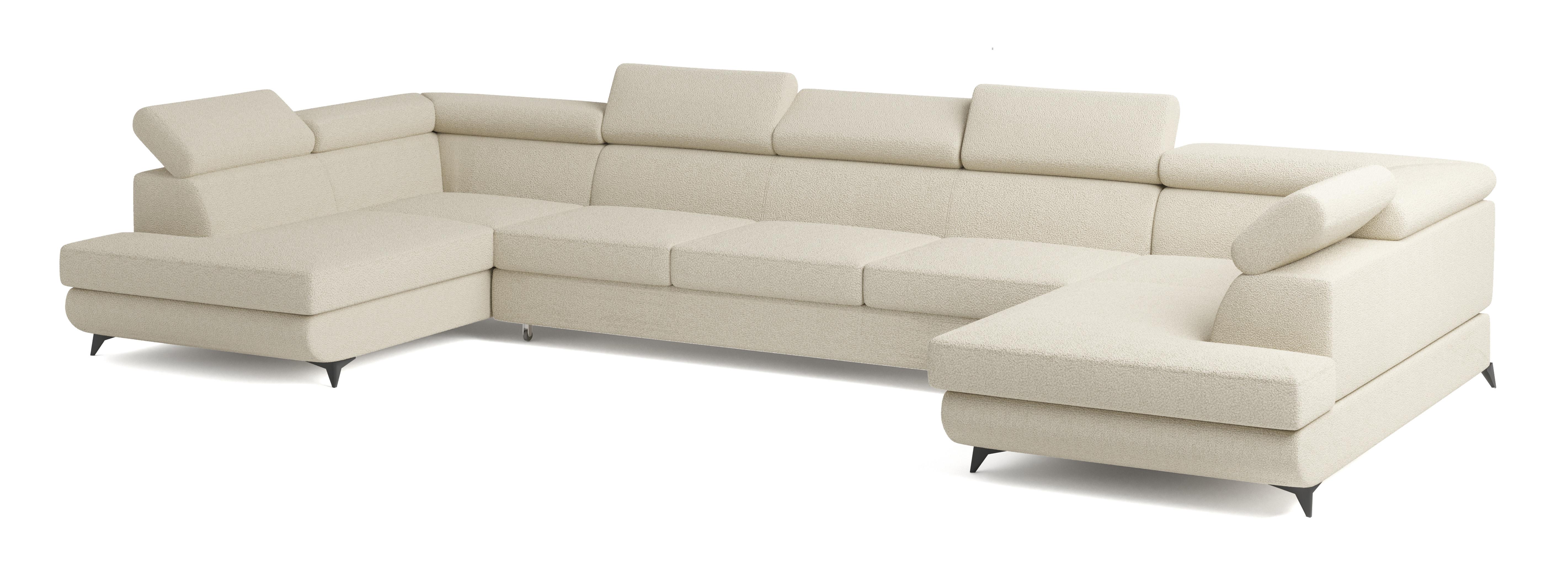 Wohnli Möbelsuche - WOHNLANDSCHAFT URMANO Creme Boucle-Stoff mit Schlaffunktion