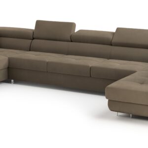 Wohnli Möbelsuche - WOHNLANDSCHAFT ISOLANO Beige Velours-Stoff mit Schlaffunktion
