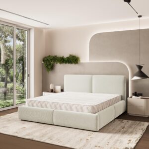 wohnli-moebel-suche-800001224320-1 POLSTERBETT FELURO 140x200 cm mit Bettkästen - Creme Holz MASSENO Möbel > Betten > Polsterbetten Weiß