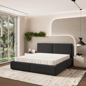 wohnli-moebel-suche-800001224323-1 POLSTERBETT FELURO 180x200 cm mit Bettkästen - Schwarz Holz MASSENO Möbel > Betten > Polsterbetten Schwarz