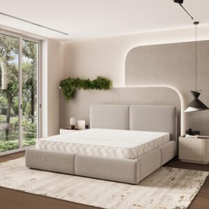 wohnli-moebel-suche-800001224329-1 POLSTERBETT FELURO 140x200 cm mit Bettkästen - Beige Holz MASSENO Möbel > Betten > Polsterbetten Beige