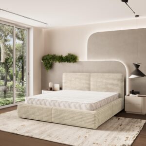 wohnli-moebel-suche-800001224339-1 POLSTERBETT FELURO 160x200 cm mit Bettkästen - Creme Holz MASSENO Möbel > Betten > Polsterbetten Weiß