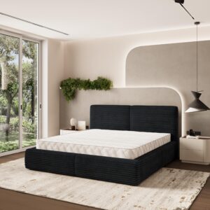 wohnli-moebel-suche-800001224340-1 POLSTERBETT FELURO 160x200 cm mit Bettkästen - Schwarz Holz MASSENO Möbel > Betten > Polsterbetten Schwarz